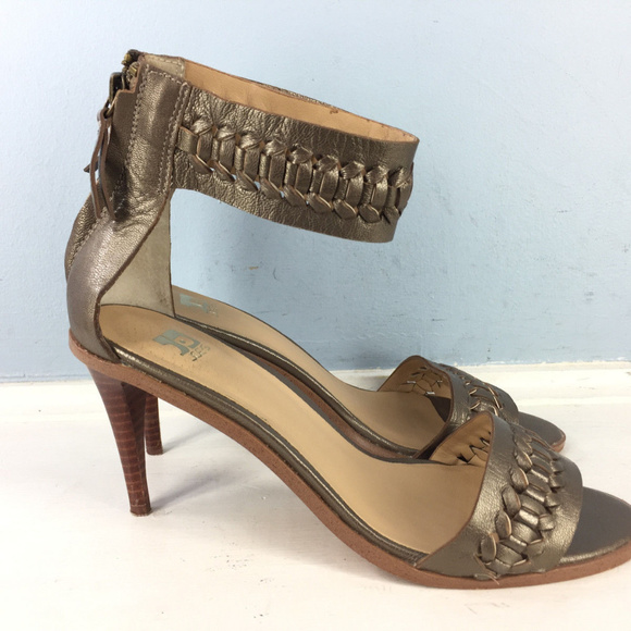 Joe's Jeans pax 7.5 Taupe Bronze Ankle Strap heels - Picture 3 of 7